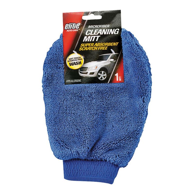 Elite Auto Care 8918 Cleaning Mitt, Microfiber Cloth, Blue Blue
