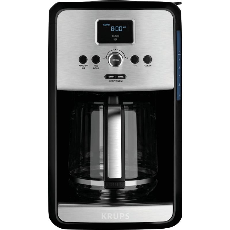 Krups Savoy 12-Cup Programmable Stainless Steel Coffee Maker 12 Cup, Silver