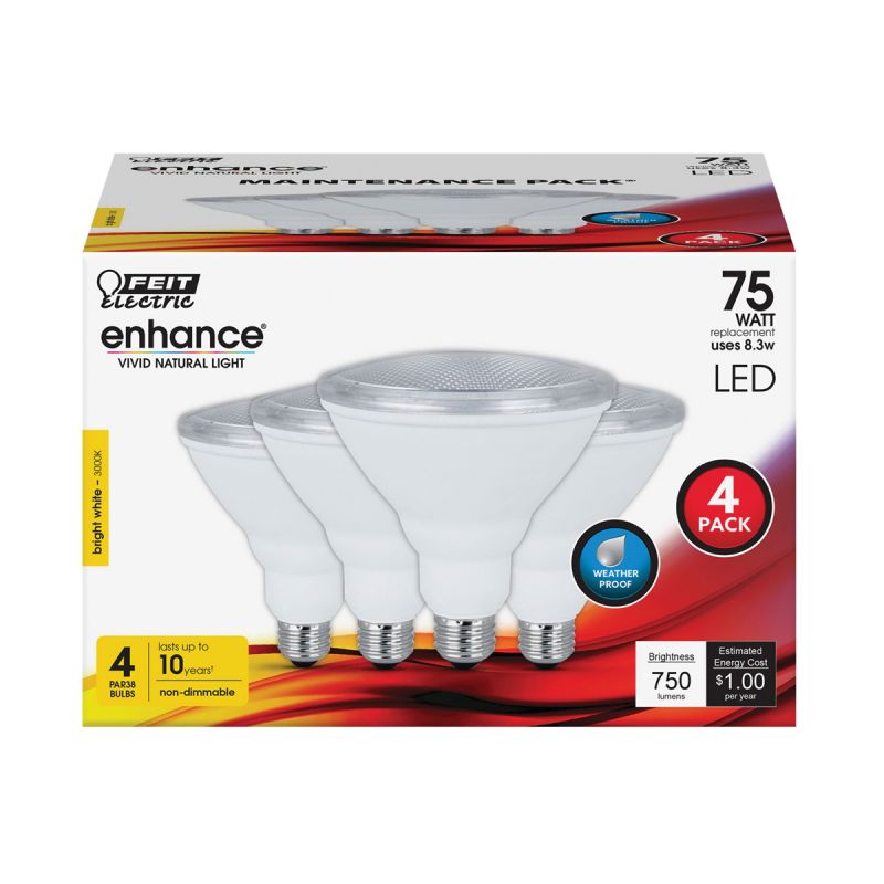 Feit Electric PAR38/930CA10K/MP/4 LED Bulb, Flood/Spotlight, PAR38 Lamp, 75 W Equivalent, E26 Lamp Base