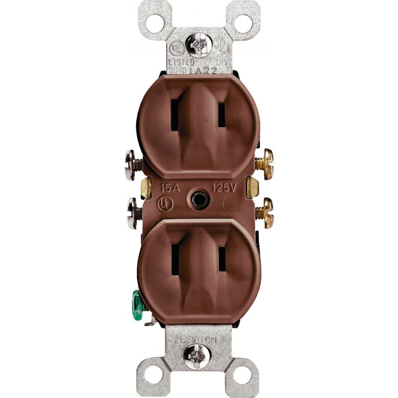 Leviton Duplex Outlet Brown, 15 (Pack of 10)