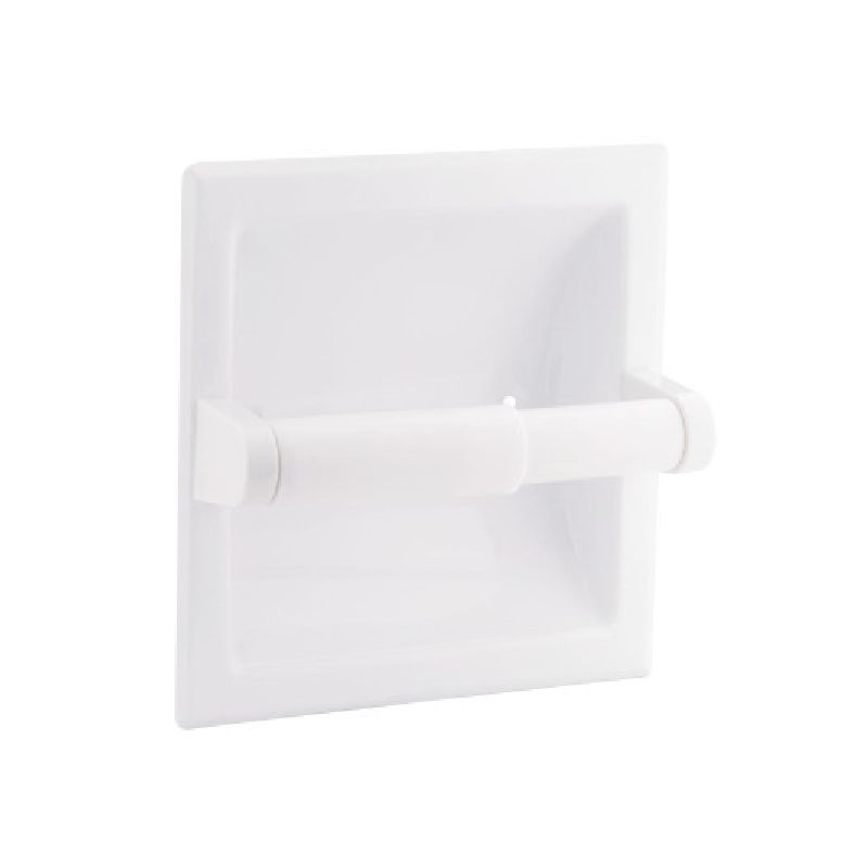 Moen Donner Commercial Series DN5075W Toilet Paper Holder, Zinc, White, Glacier, Recessed Mounting White
