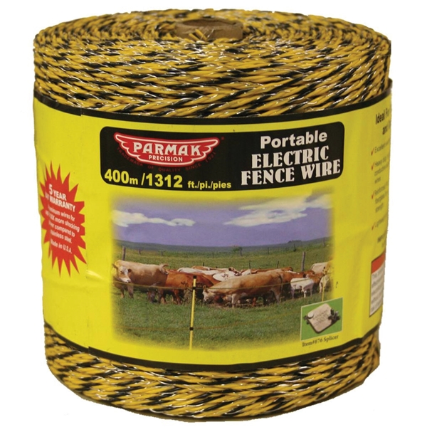 Buy Parmak 122 Electric Fence Wire, 3-Conductor, Aluminum Conductor, Yellow/ Black, 1312 ft L Yellow/Black