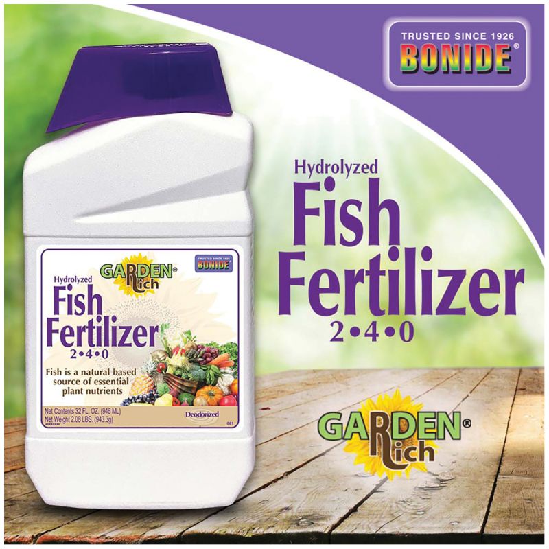 Bonide Garden Rich 081 Fertilizer, 1 qt, Liquid, 2-4-0 N-P-K Ratio Brown