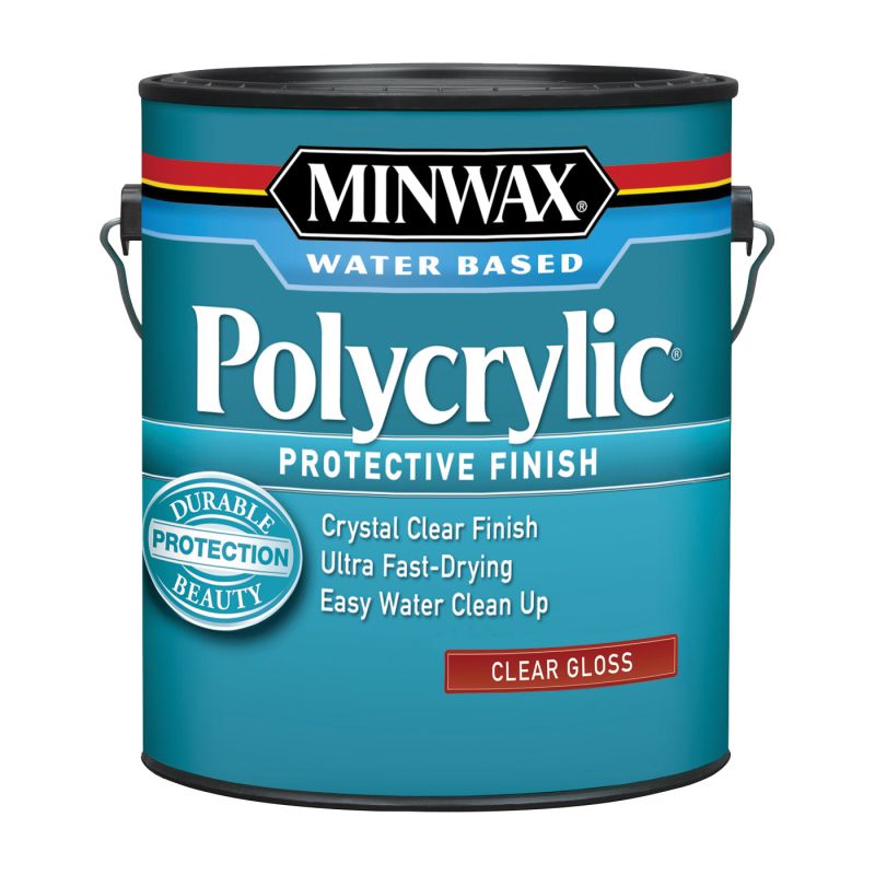 Minwax Polycrylic 15555000 Waterbased Polyurethane, Gloss, Liquid, Crystal Clear, 1 gal, Can Crystal Clear (Pack of 2)