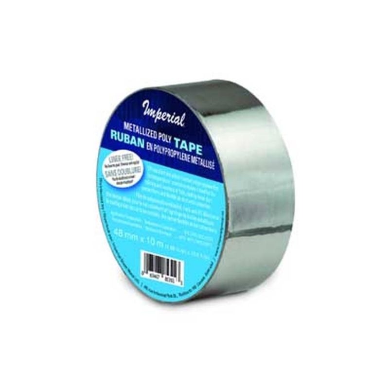 Imperial VT0513 Poly Tape, 32.8 ft L, 1.9 in W, Polypropylene Backing, Silver Silver