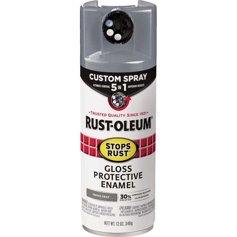 Rust-Oleum Stops Rust Custom Spray 5-In-1 Spray Paint Smoke Gray, 12 Oz.