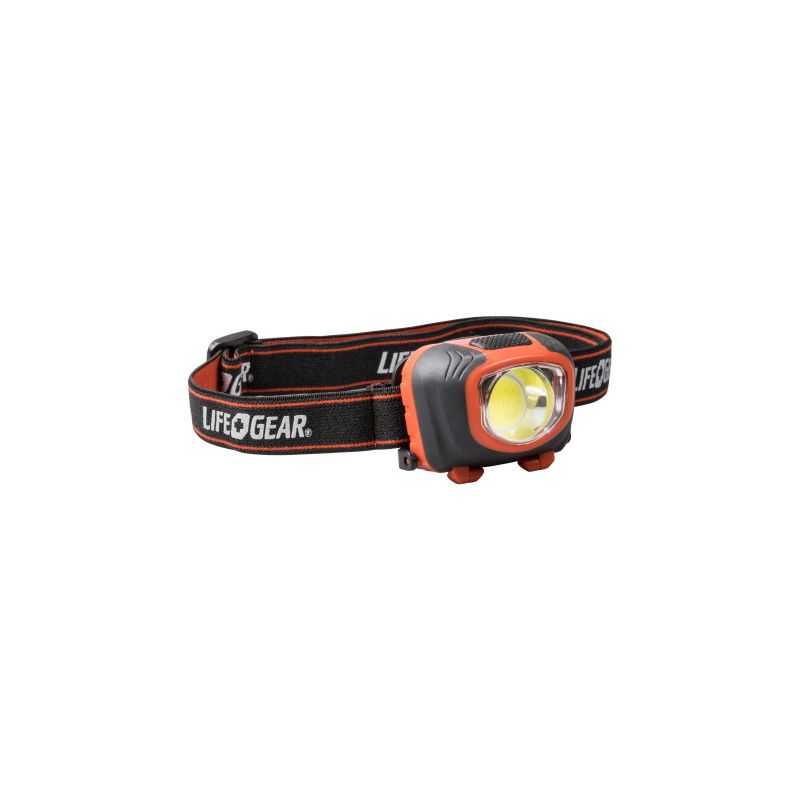 Life+Gear 41-3765 Headlamp, AAA Battery, Alkaline Battery, LED Lamp, 260, 3 hr Run Time, Black/Red Black/Red