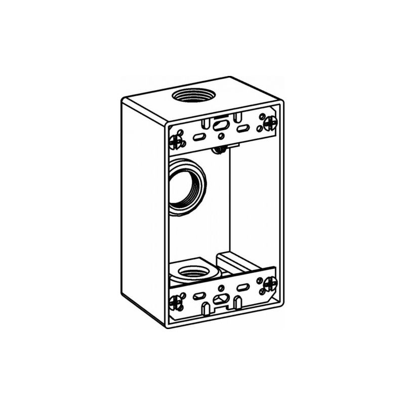 Teddico/Bwf B-5WV Outlet Box, 1-Gang, 3-Knockout, 3-1/2 in, Metal, White, Powder-Coated White