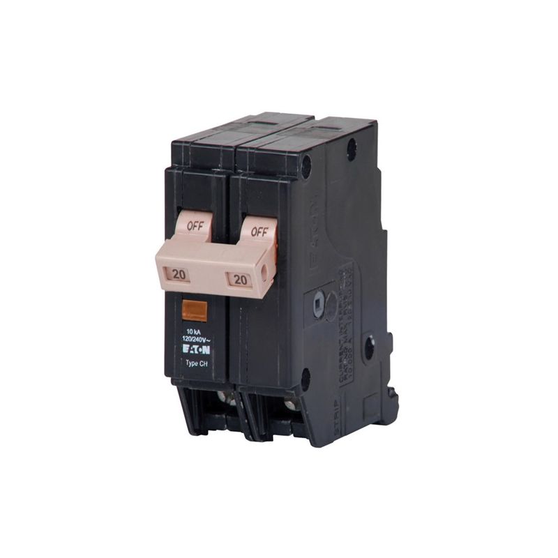 Cutler-Hammer CHF220 Circuit Breaker with Flag, Mini, Type CHF, 20 A, 2 -Pole, 120/240 V, Instantaneous Trip