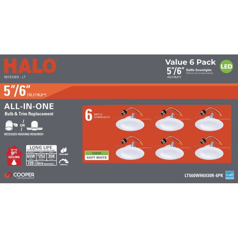 Halo 5 In./6 In. Standard LED Recessed Light Kit White