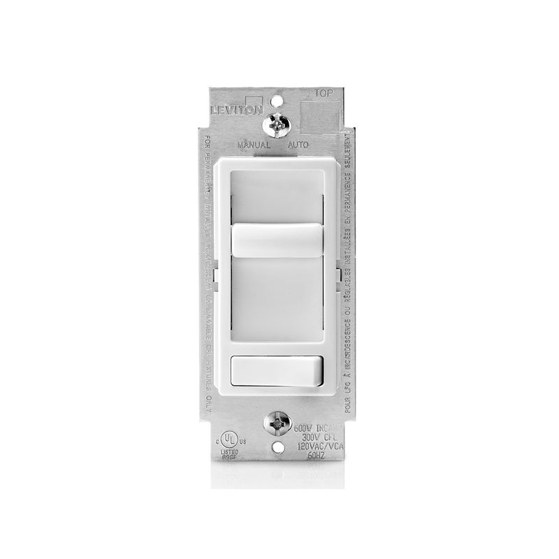Leviton C32-06674-P0W Slide Dimmer, 120 V, 600/150 W, CFL, Incandescent, LED Lamp, 3-Way, White White