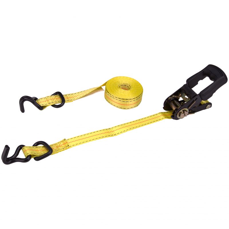 ProSource FH64058 Tie-Down, 1 in W, 16 in L, Yellow, J-Hook End Fitting, Steel End Fitting Yellow