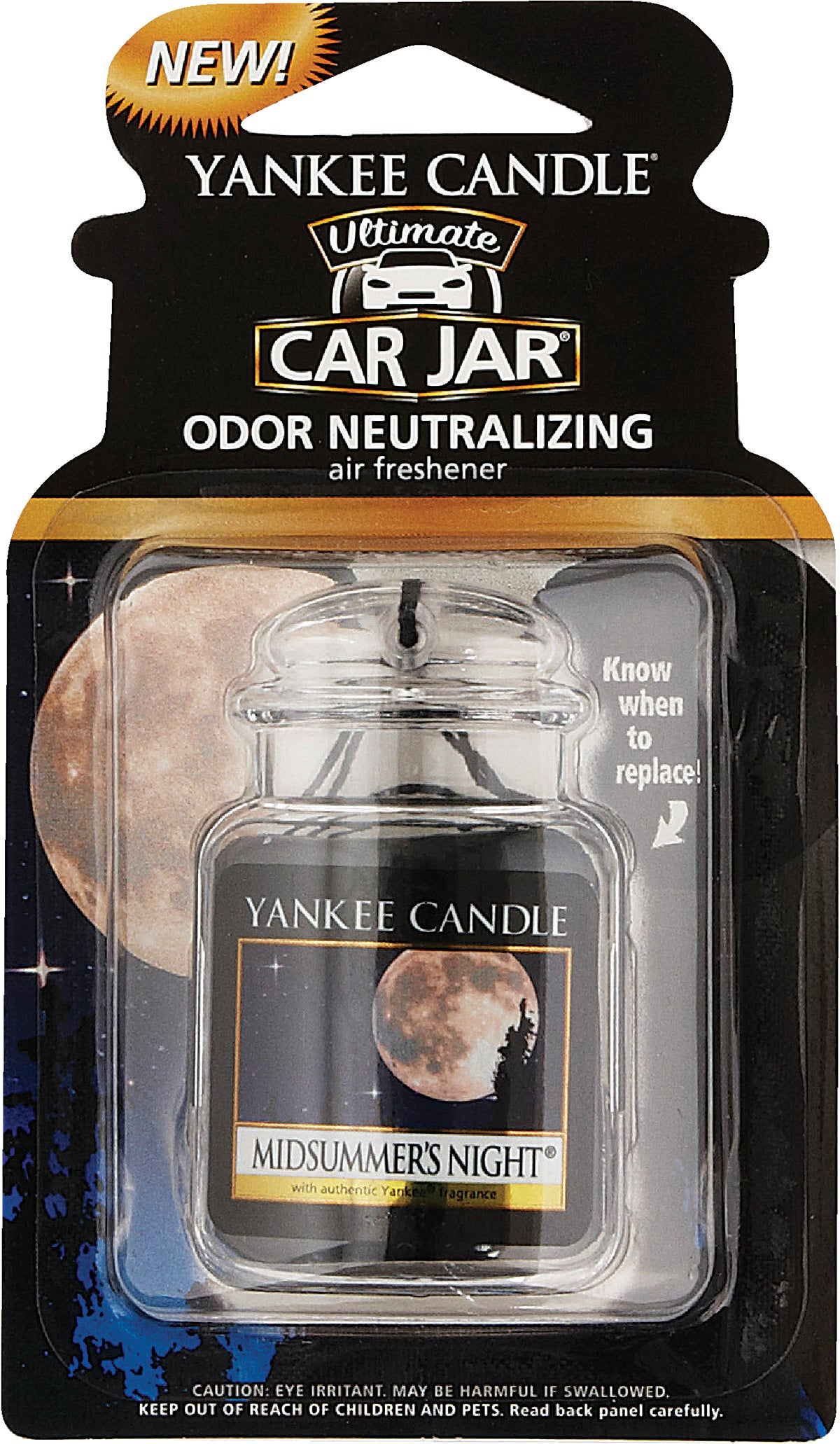 Yankee Candle Car Jar Ultimate Auto Odor Neutralizing Air Freshener  Midsummer's Night (Pack of 3)