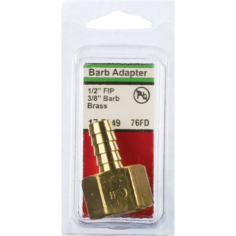 Lasco Brass Hose Barb X Female Pipe Thread Adapter 1/2&quot; FPT X 3/8&quot; Hose Barb