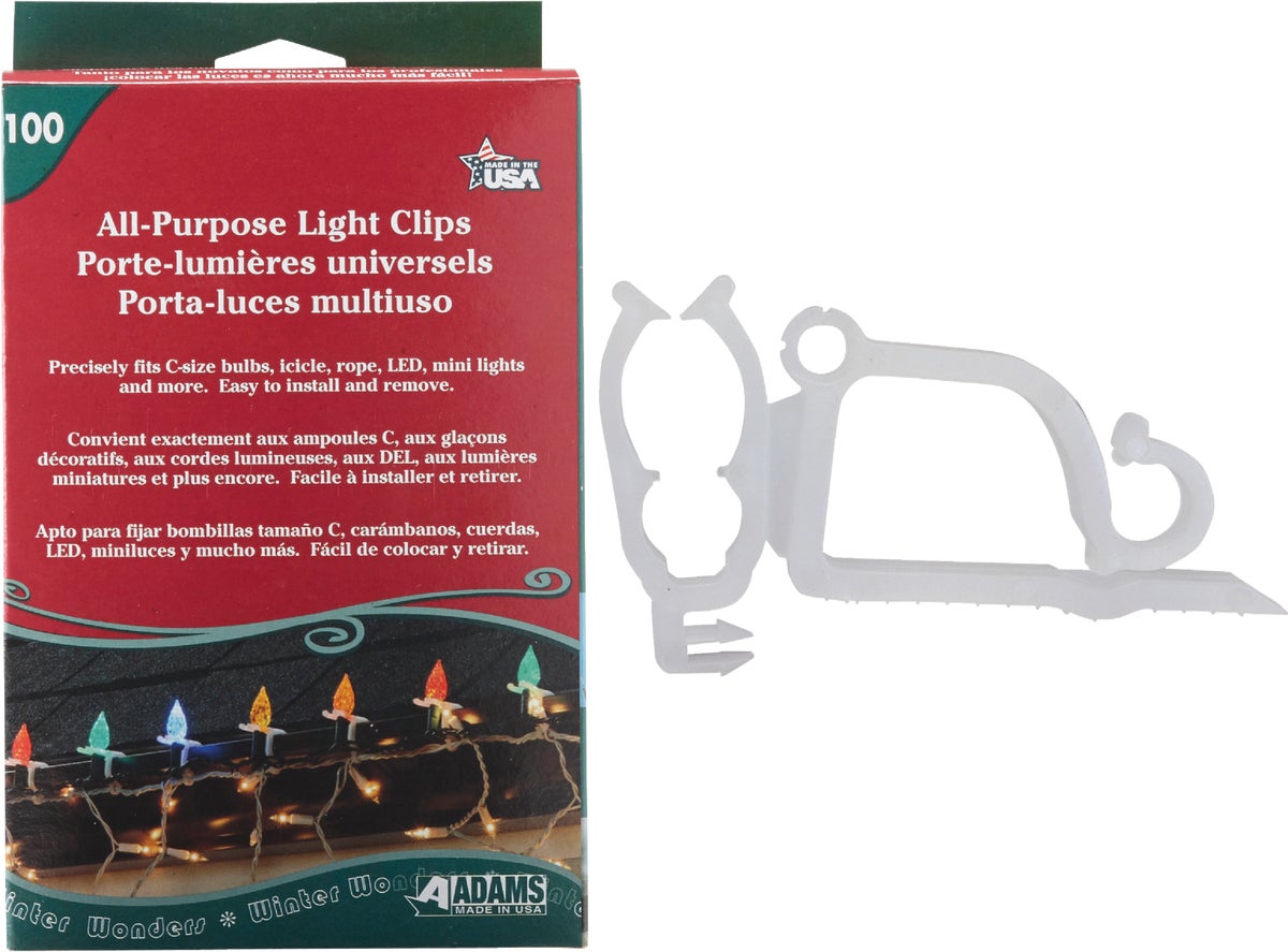 Details about   Adams All Purpose Light Clips 100 Holiday Lights string or rope lights 