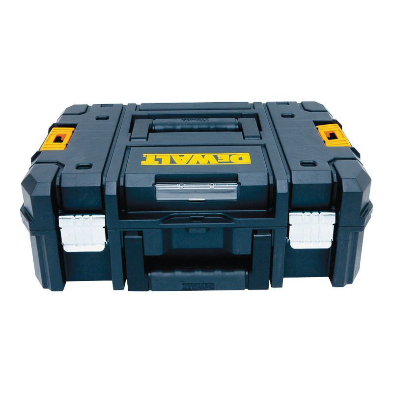 DEWALT TSTAK II Series DWST17807 Flat Top Tool Box, 66 lb, Plastic, Black, 6.37 in H x 13 in L x 17.25 in W Outside Black