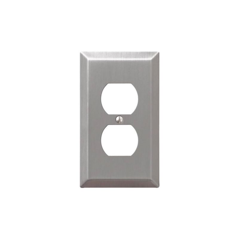 AmerTac Century 163DBN Outlet Wallplate, 4-15/16 in L, 2-7/8 in W, 1 -Gang, Steel, Brushed Nickel, Wall Mounting