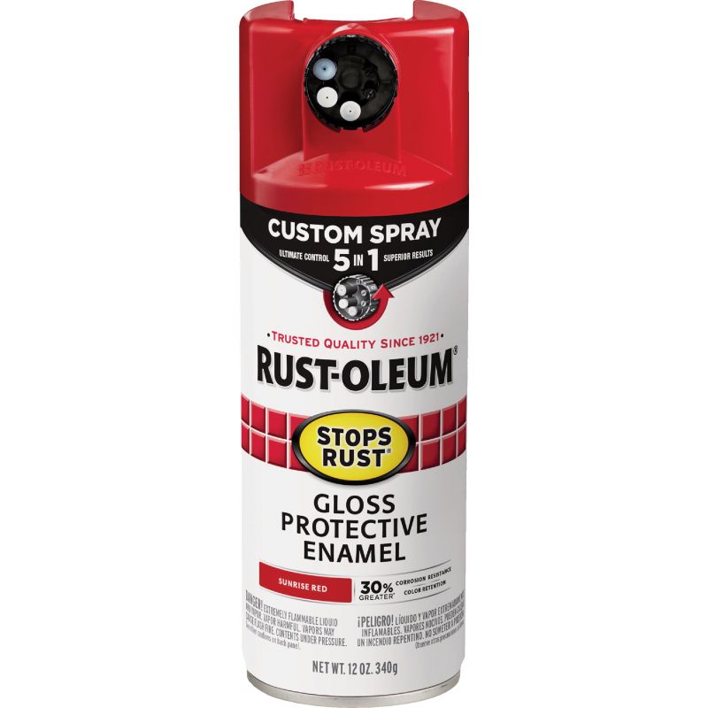 Rust-Oleum Stops Rust Custom Spray 5-In-1 Spray Paint Sunrise Red, 12 Oz.