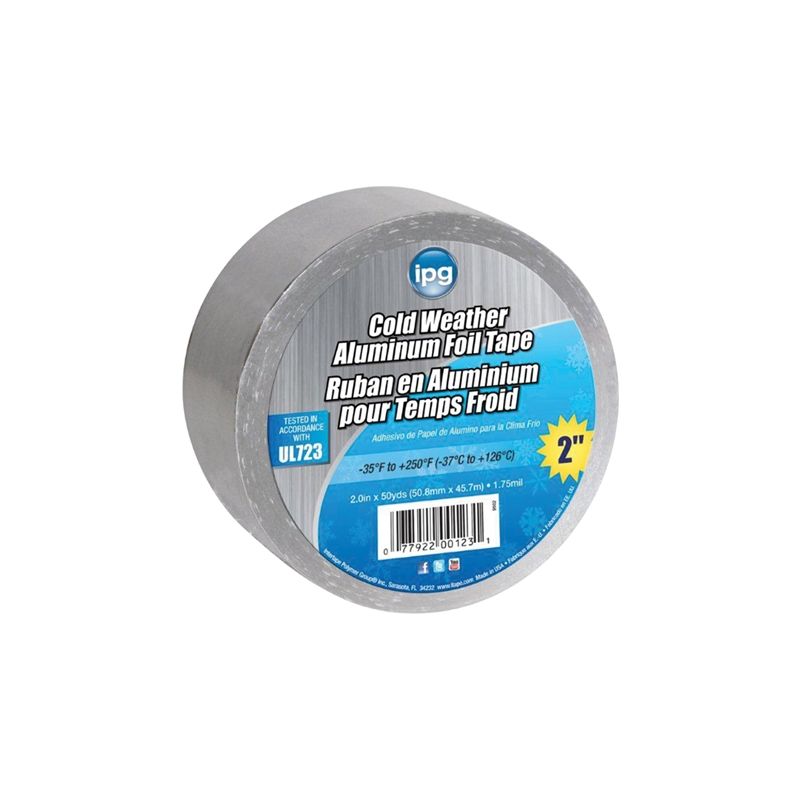 IPG 9502 Foil Tape with Liner, 45.7 m L, 50.9 mm W, Aluminum Backing, Silver Silver
