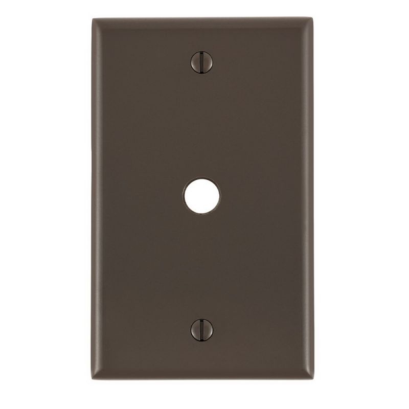 Leviton 85013 Telephone/Cable Wallplate, 4-1/2 in L, 2-3/4 in W, 1 -Gang, Thermoset Plastic, Brown, Smooth Brown