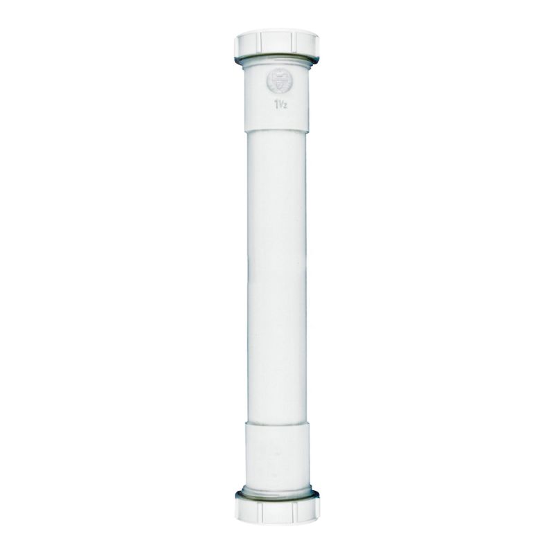 Plumb Pak PP40-8W Pipe Extension Tube, 1-1/2 in, 8 in L, Slip-Joint, Plastic, White White
