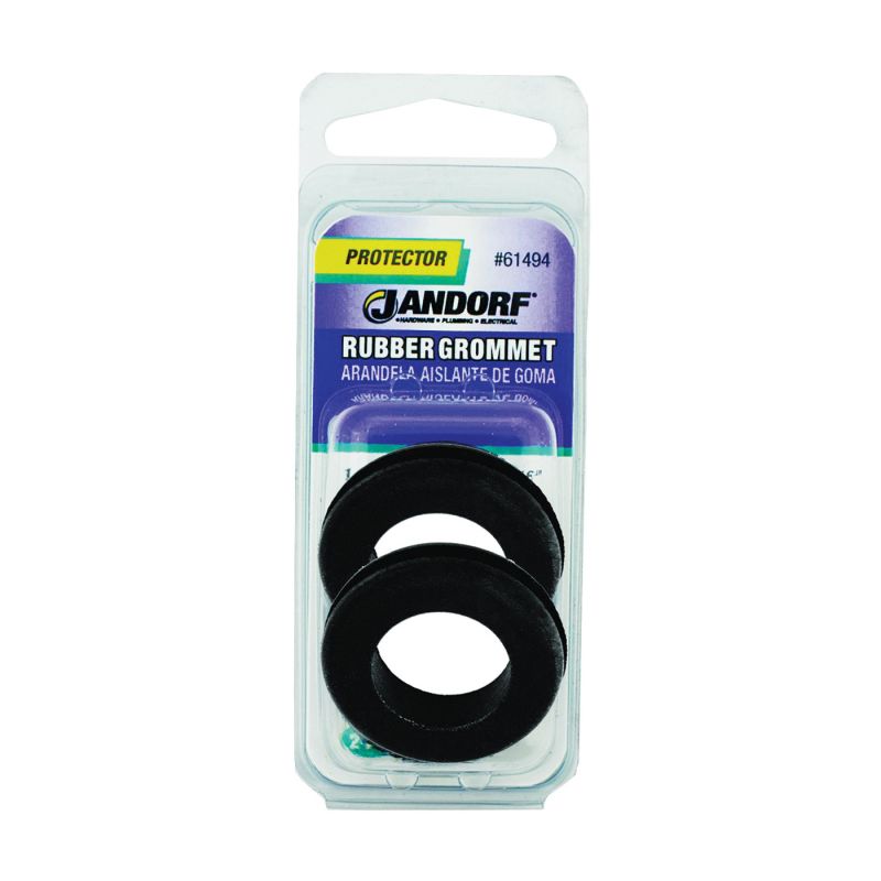 Jandorf 61494 Grommet, Rubber, Black, 5/16 in Thick Panel Black