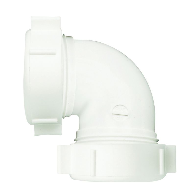 Plumb Pak PP55-5W Drain Pipe Elbow, 1-1/2 in, Slip-Joint, Polypropylene, White White