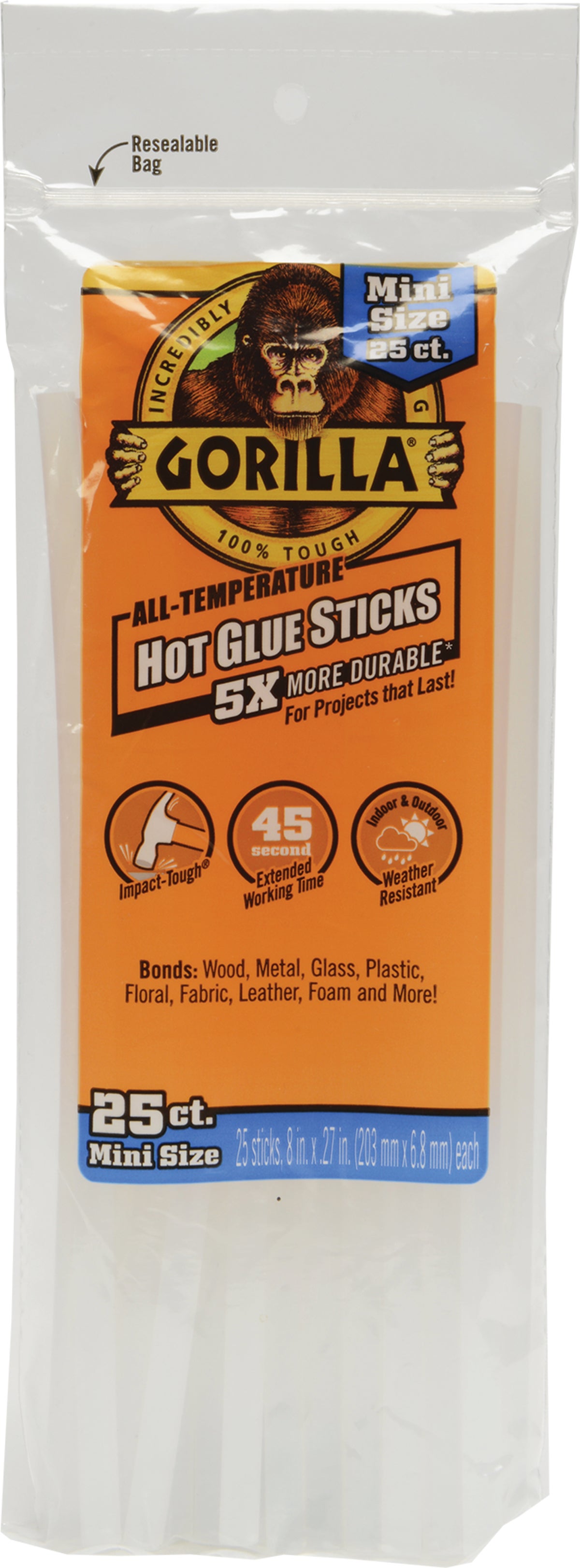 Gorilla Glue Mini Hot Glue Sticks - Pkg of 25, 8