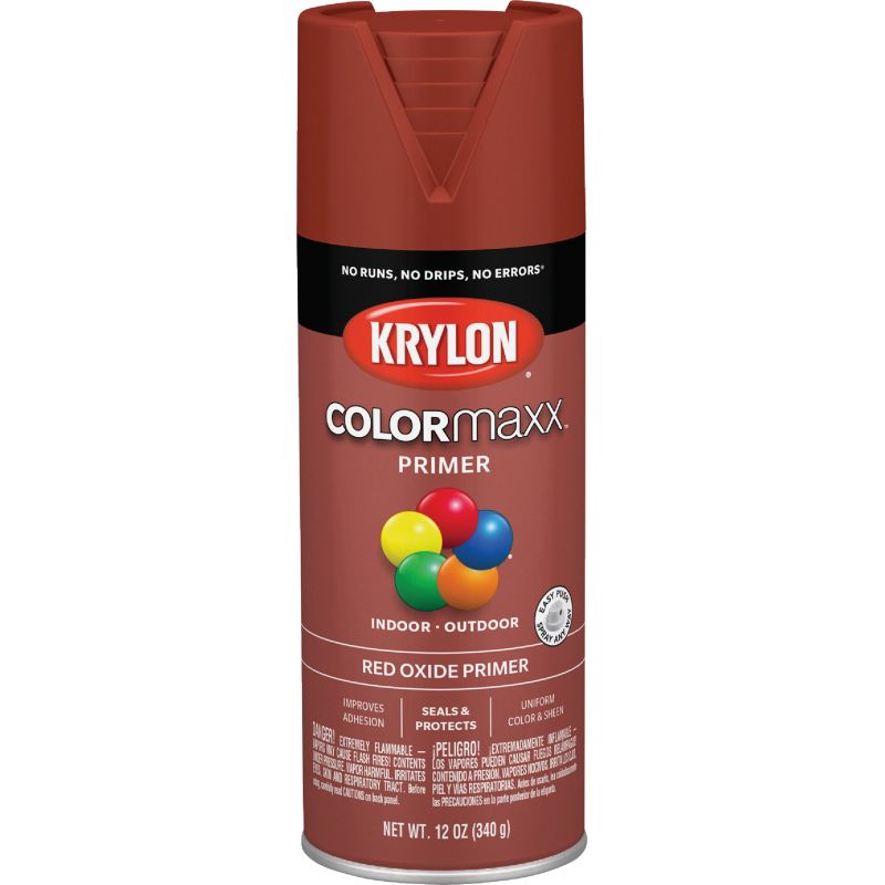 Krylon ColorMaxx Indoor/Outdoor All-Purpose Spray Primer Ruddy Brown, 12 Oz.