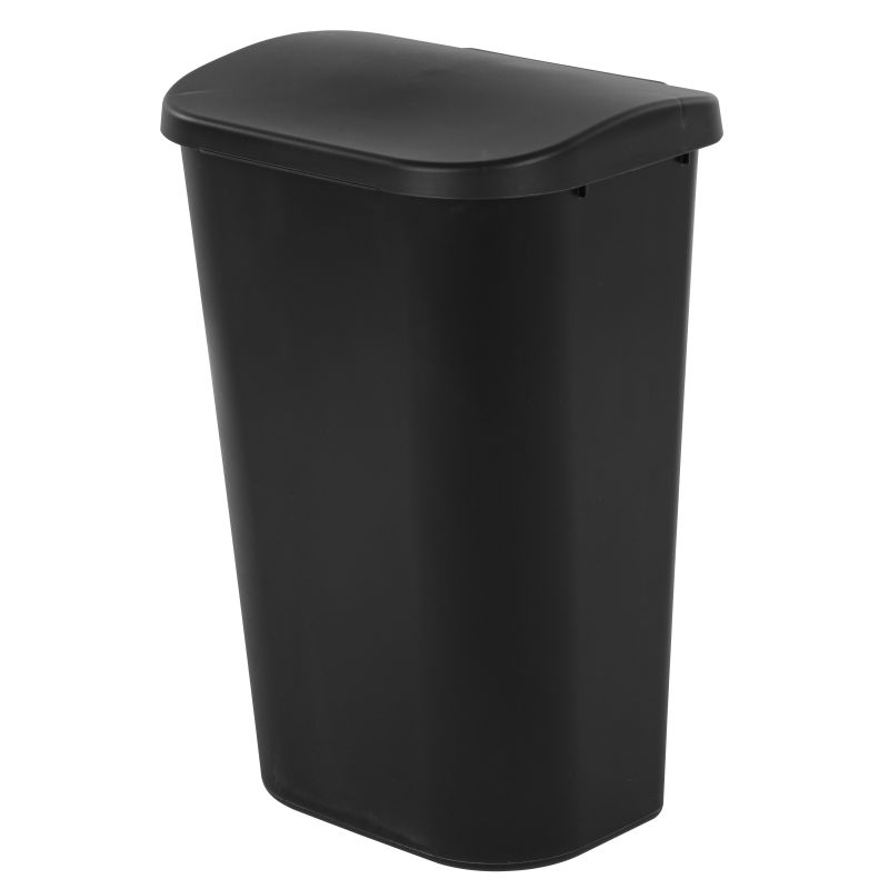 Sterilite 10759006 Wastebasket, 11.3 gal, Plastic, Black, Lift-Top Lid 11.3 Gal, Black