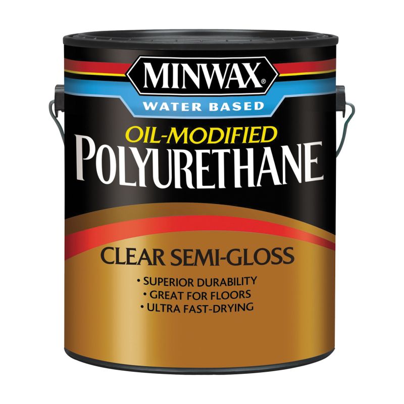 Minwax 710320000 Polyurethane, Semi-Gloss, Liquid, Clear, 1 gal, Can Clear
