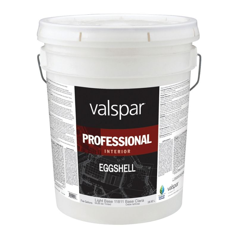 Valspar 11800 Series 11811-5GAL Interior Paint, Eggshell Sheen, Light, 5 gal, Pail, 350 to 450 sq-ft Coverage Area Light