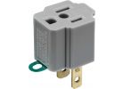 Leviton Grounding Cube Tap Outlet Adapter Gray, 15