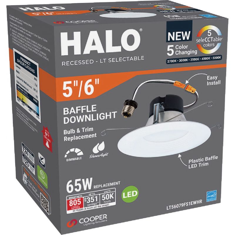 Halo LT Selectable 5CCT LED Recessed Light Kit White