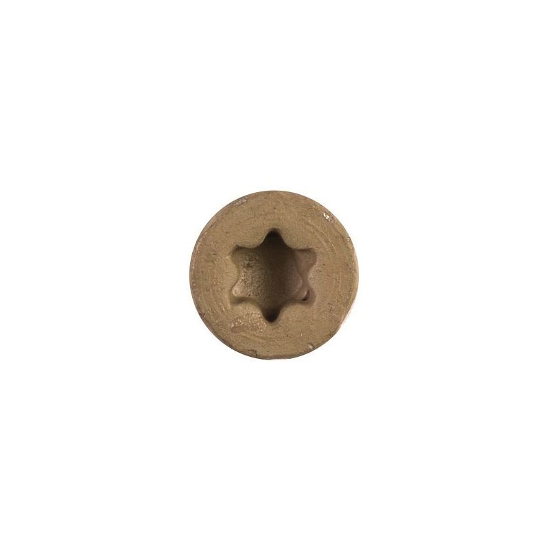 Simpson Strong-Tie Deck-Drive HCKDSVT3S DSV Wood Screw, #10 Thread, 3 in L, Rimmed Flat with Ribs Head, T25 Drive Tan