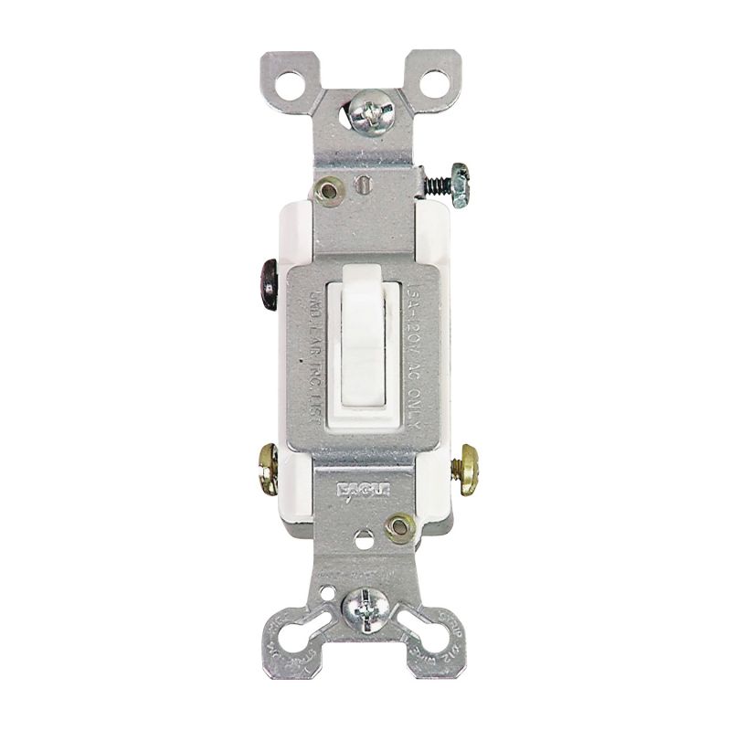 Eaton Wiring Devices 1303-7W-BOX Toggle Switch, 15 A, 120 V, Polycarbonate Housing Material, White White