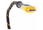 DeWALT 131 1362 DW2 Charger Cable, USB, USB-C, Kevlar Fiber Sheath, Black/Yellow Sheath, 4 ft L