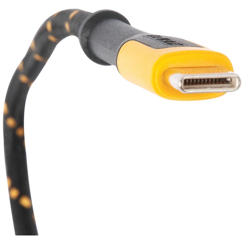 DeWALT 131 1348 DW2 Charger Cable, USB, USB-C, Kevlar Fiber Sheath, Black/Yellow Sheath, 6 ft L