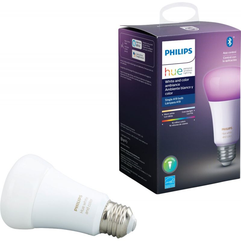 Philips Hue White &amp; Color Ambiance A19 Medium Dimmable LED A-Line Light Bulb