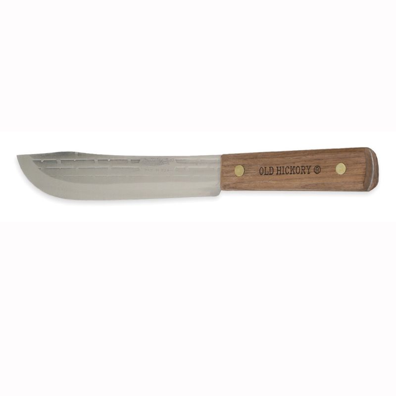 Old Hickory 7-7 Butcher Knife, 1095 Carbon Steel Blade, Hardwood Handle, Brown Handle