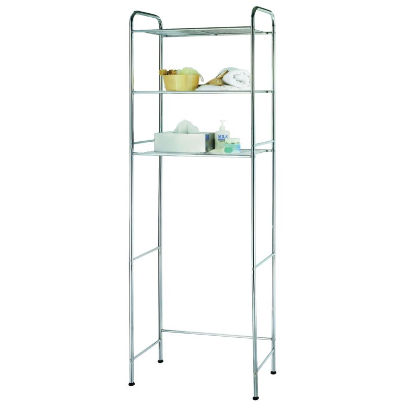 Simple Spaces TS16C0-CH Bathroom Shelf, 15 lb Each Shelf Max Weight Capacity, 3-Shelf, Steel, Polished Chrome Silver