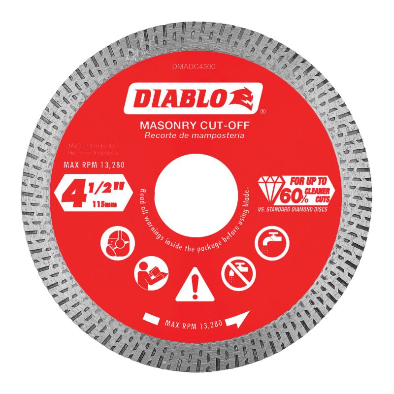 Diablo DMADC0450 Saw Blade, 4-1/2 in Dia, Continuous Rim