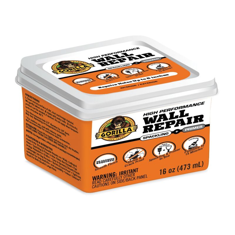 Gorilla 103963 High-Performance Wall Repair, Semi-Solid, Off-White, 16 fl-oz Tub Off-White (Pack of 6)