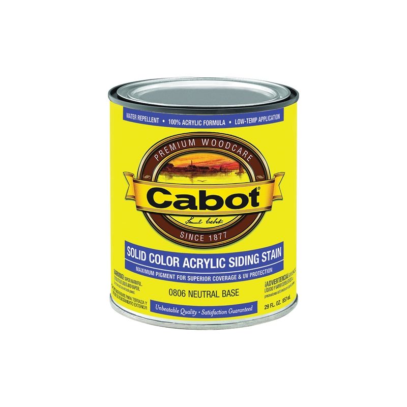 Cabot 800 Series 05 Solid Color Siding Stain, Natural Flat, Liquid, 1 qt, Can