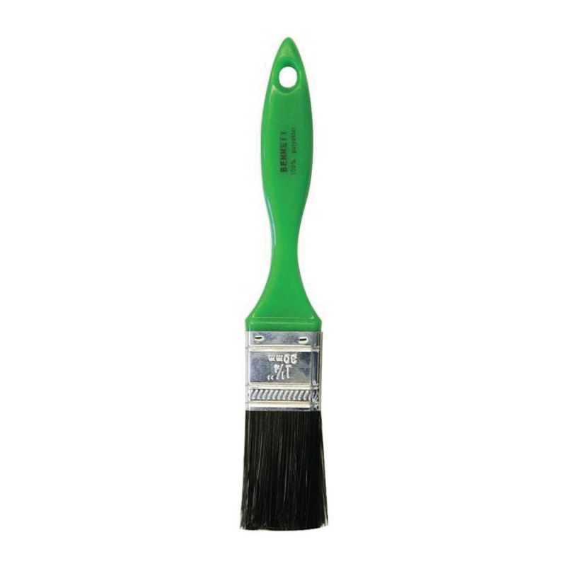 BENNETT P0 GRN 30 Paint Brush, 1-1/4 in W, Polyester Bristle Black