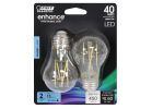 Feit Electric BPA1540/950CA/FIL/2 LED Bulb, General Purpose, A15 Lamp, 40 W Equivalent, E26 Lamp Base, Dimmable, Clear