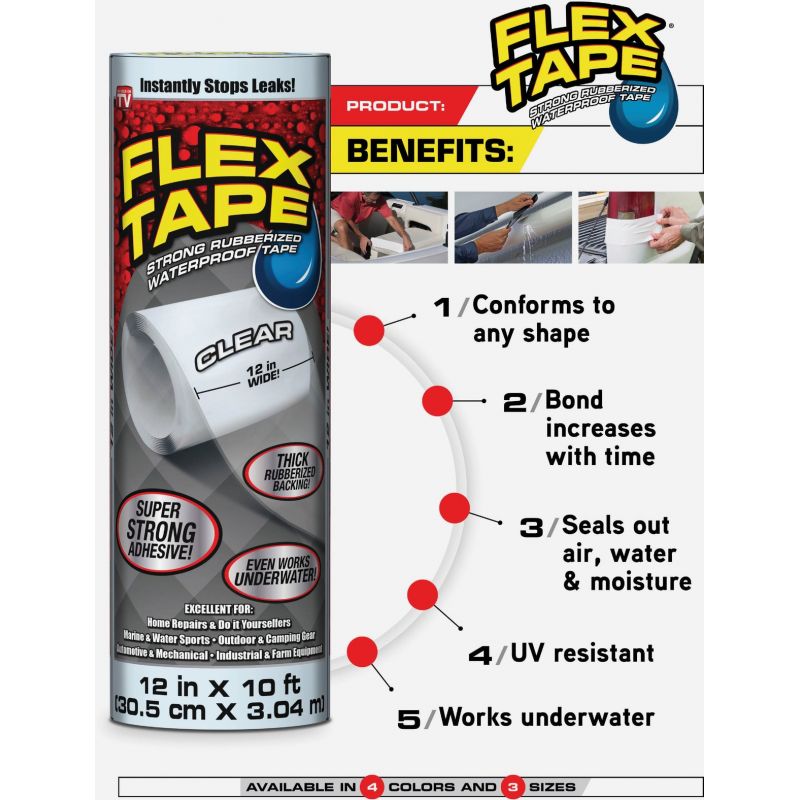 Flex Tape Rubberized Repair Tape 3 In. X 4 In., White
