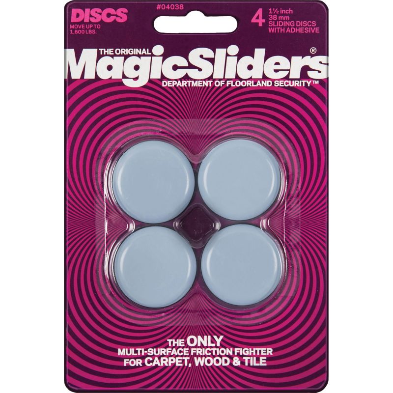Magic Sliders Self-Adhesive Appliance and Furniture Glide 1-1/2 In., Gray