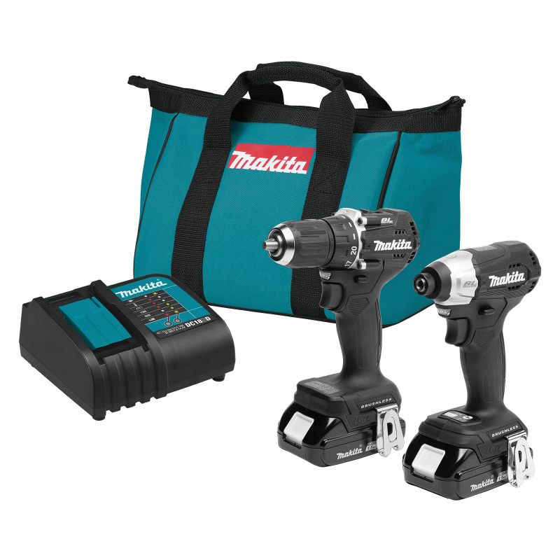 Makita LXT CX203SYB Sub-Compact Brushless Combo Kit, Battery Included, 1.5 Ah, 18 V, Lithium-Ion Black