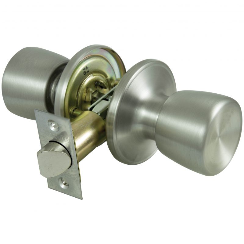 ProSource TS630V-PS Passage Knob, Metal, Stainless Steel, 2-3/8 to 2-3/4 in Backset, 1-3/8 to 1-3/4 in Thick Door